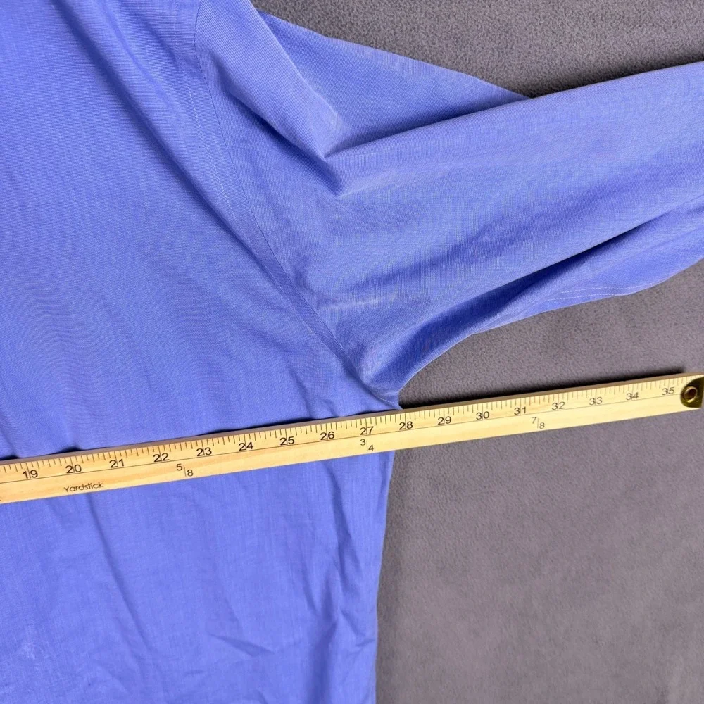 Brooks Brothers Shirt Mens 18 36 Blue Button Up Long Sleeve Dress FLAW - Picture 7 of 9